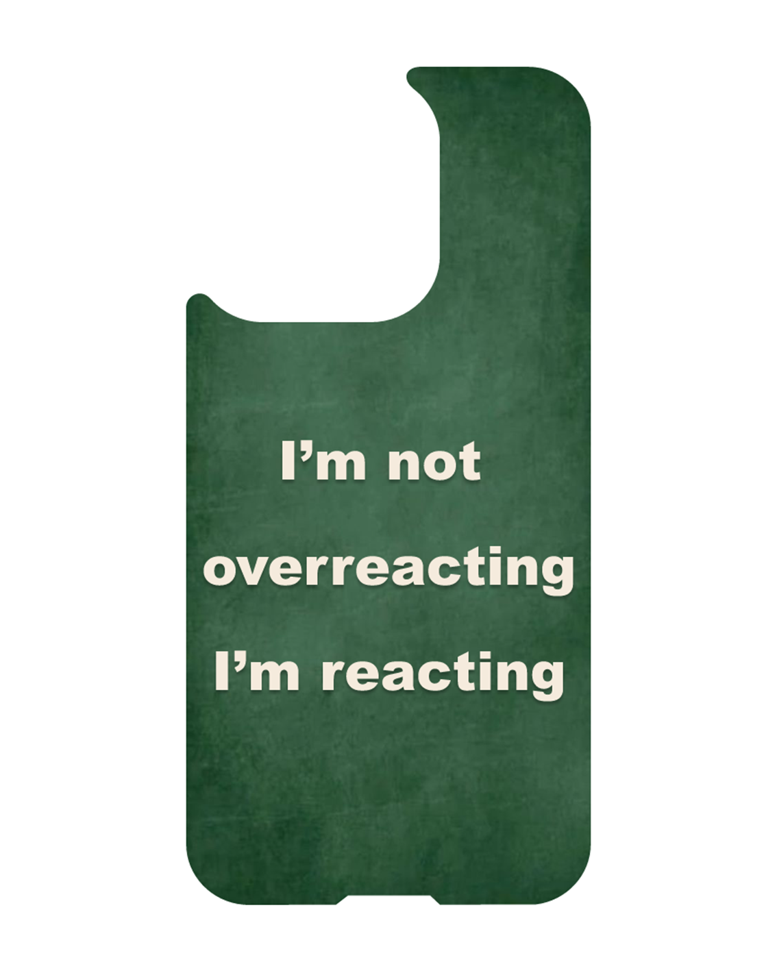 iPhone 13 MagSafe magnetic case with quote – I’m not overreacting I’m reacting, dark green chalkboard texture, No More Manipulation Series