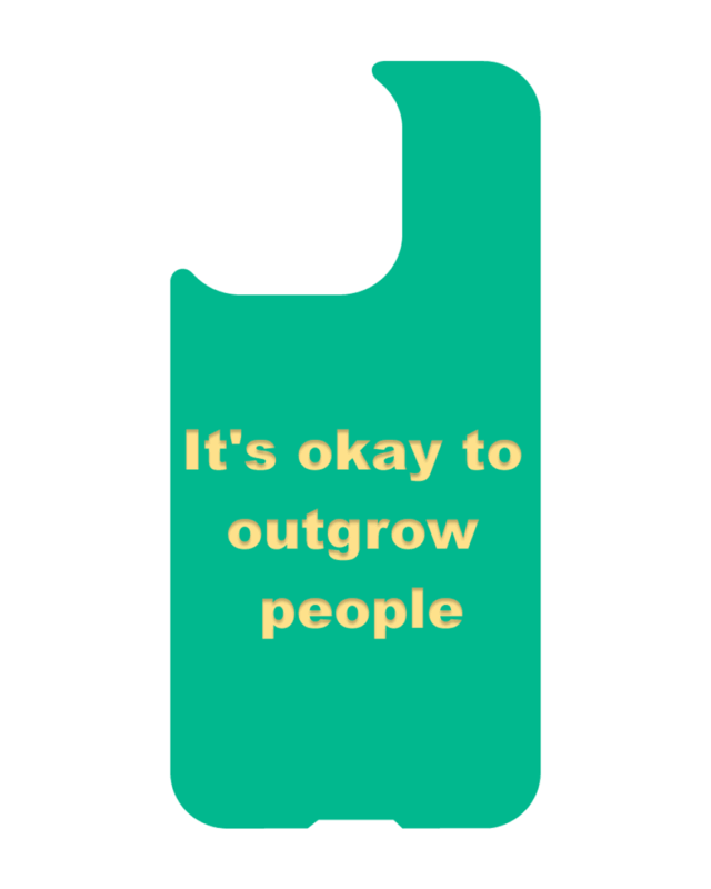 iPhone 13 MagSafe magnetic case with quote – It’s okay to outgrow people, green yellow contrast, Soft Healing Series