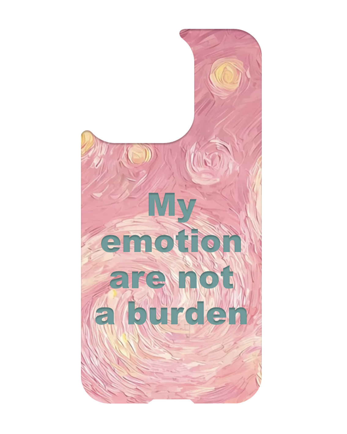 iPhone 13 MagSafe magnetic case with quote – My emotion are not a burden, pink swirl texture, Soft Healing Series