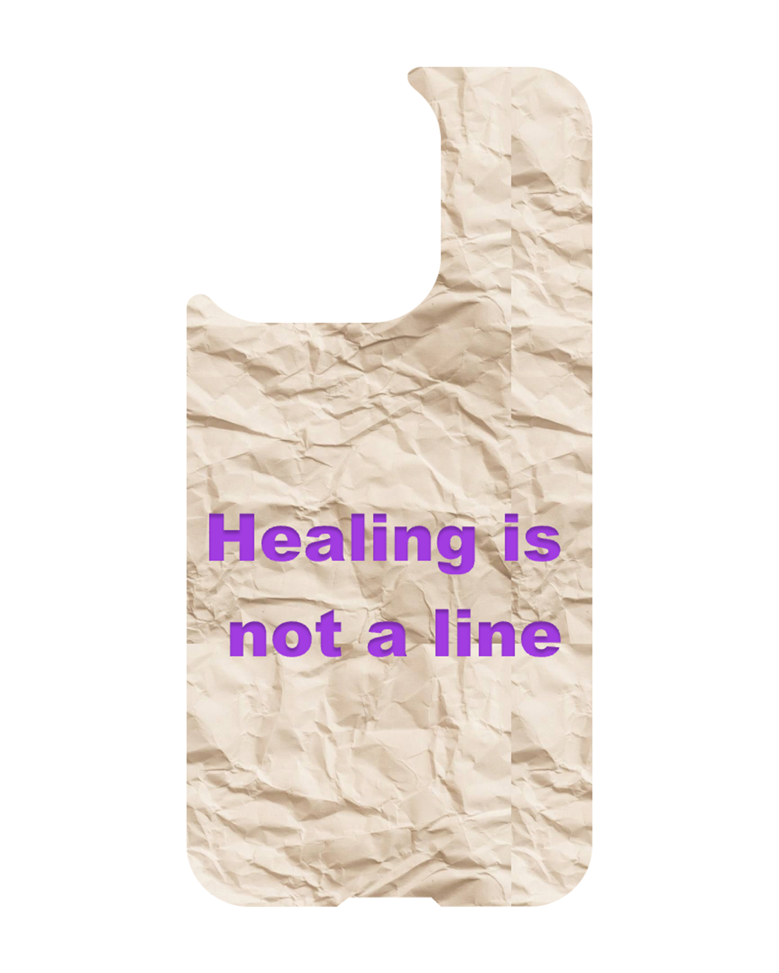 Cream iPhone 13 magnetic case with purple “Healing is not a line” text – Casenario MagSafe-compatible backplate, Soft Healing series
